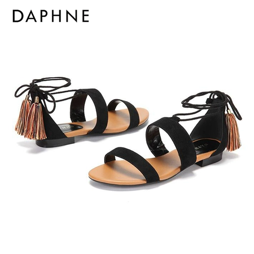 Daphne/达芙妮 Милые босоножки на плоской подошве с открытыми пальцами ног, тонкий ремешок, простой и элегантный дизайн