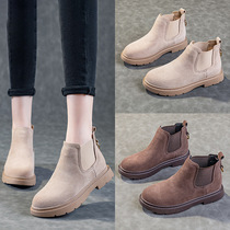 2024 Genuine Leather Boots Autumn and Winter Martin Boots Womens British Style Medium Heel Flat Matte Leather Womens Boots New Short Boots for Women