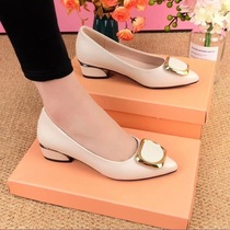 Popular low-heeled single shoes for women 2024 spring and summer new casual mom shoes pointed toe flat bottom slip-on work shoes for women