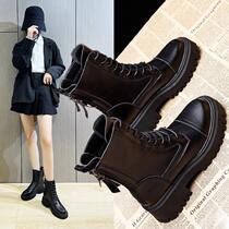 Inner heightening genuine leather Martin boots for women autumn 2024 new short boots thick sole British style spring and autumn single boots ins
