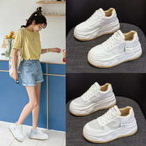 Inner heightening casual womens 2024 spring and summer new style genuine leather versatile sneakers for small people platform thick-soled womens shoes mesh shoes