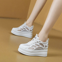 2024 new womens shoes platform thick-soled mesh sports and casual shoes popular Internet celebrity breathable trendy white shoes sandals
