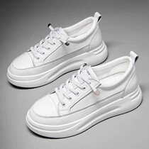 2024 thick-soled white shoes with inner height increase casual shoes for women versatile sports shoes for women Korean style pedal white shoes