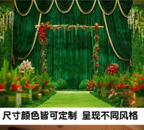 Wedding gold velvet gauze veil red wedding decoration cloth Chinese style wedding Chinese background Gauze veil gold velvet background