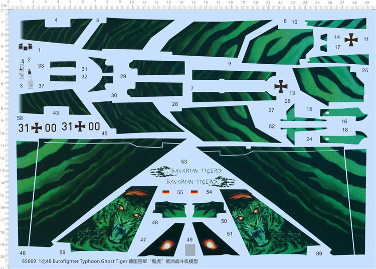 Aircraft model 1:48 Eurofighter ghost tiger (European fighter jets) dedicated water sticker (65669)