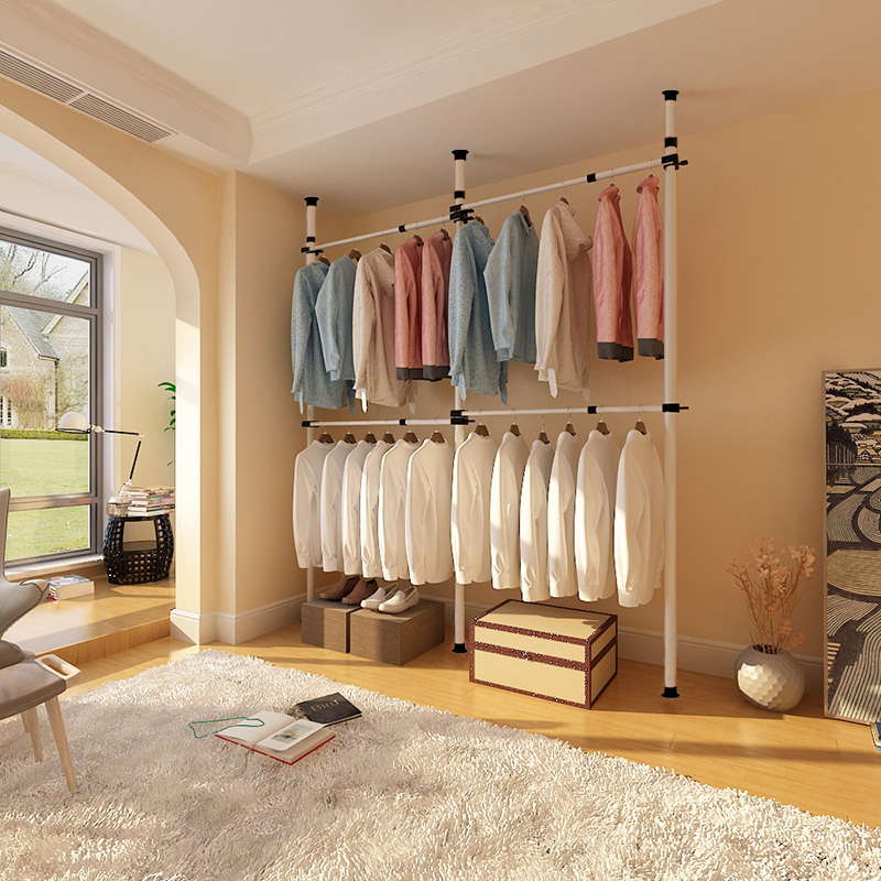Clothes rack Floor folding Indoor single pole top standing bedroom household cool clothes rack Simple hanging rack