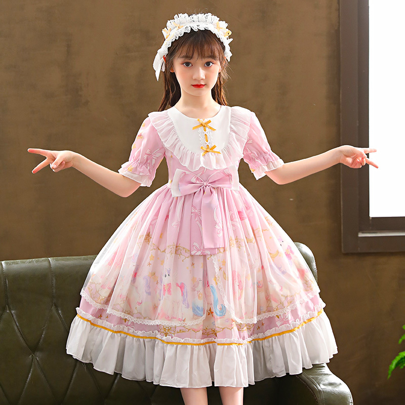 Lolita Girl Princess Dress Summer 2026 New Style Summer Short-Sleeved Fashionable Dress Children's Dress Thin Style