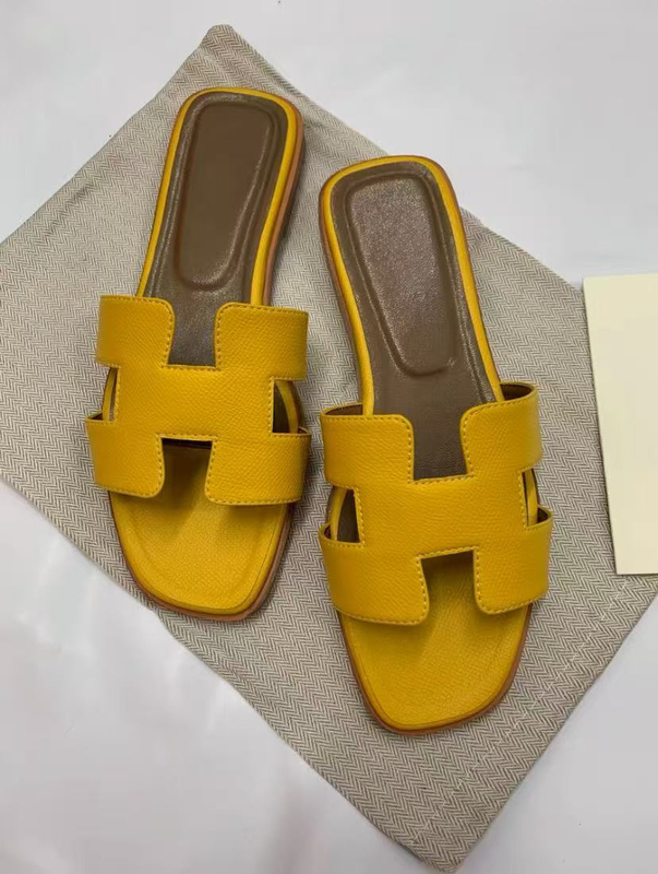 Flat H-Shaped Slippers for Outdoor Wear, Square-Toe Sheepskin New Style Women's Trendy Casual Sandals, Women's Slip-On Sandals for Outdoor Wear