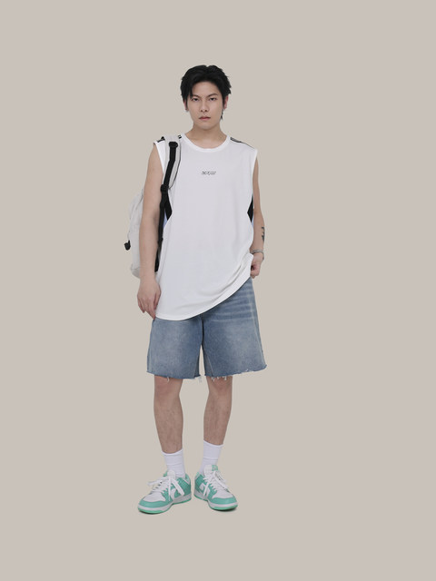 GIBBYCNA summer ultra-thin cool seamless ເສື້ອກິລາ sleeveless sweatshirt spliced ​​​​three-bar quick-drying casual sweat vest