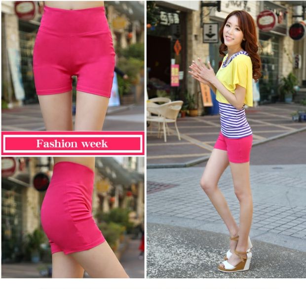 Thời trang hè 2018 hoang dã quần short eo cao ba điểm Nhảy vuông nhảy chống ánh sáng mặc S-6XL vận chuyển quốc gia quần short vải nữ hàn quốc