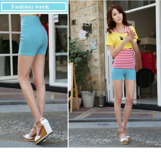 Thời trang hè 2018 hoang dã quần short eo cao ba điểm Nhảy vuông nhảy chống ánh sáng mặc S-6XL vận chuyển quốc gia quần short vải nữ hàn quốc