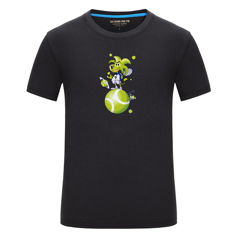 Tennis suit cartoon male and female cotton T-shirt short sleeves around coat sports jersey training fans clothing