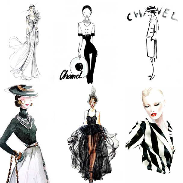 Hand Painted Chanel Big Truffle Sketch Black & White Ins Minimalist Wind Card Paper Photo Props Background Paper Magazine Cover