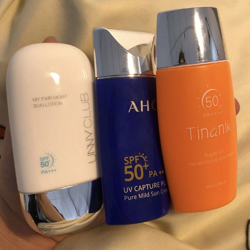 unny sunscreen cream milky water moisturizing blue bottle face special student party men's parity special anti-UV