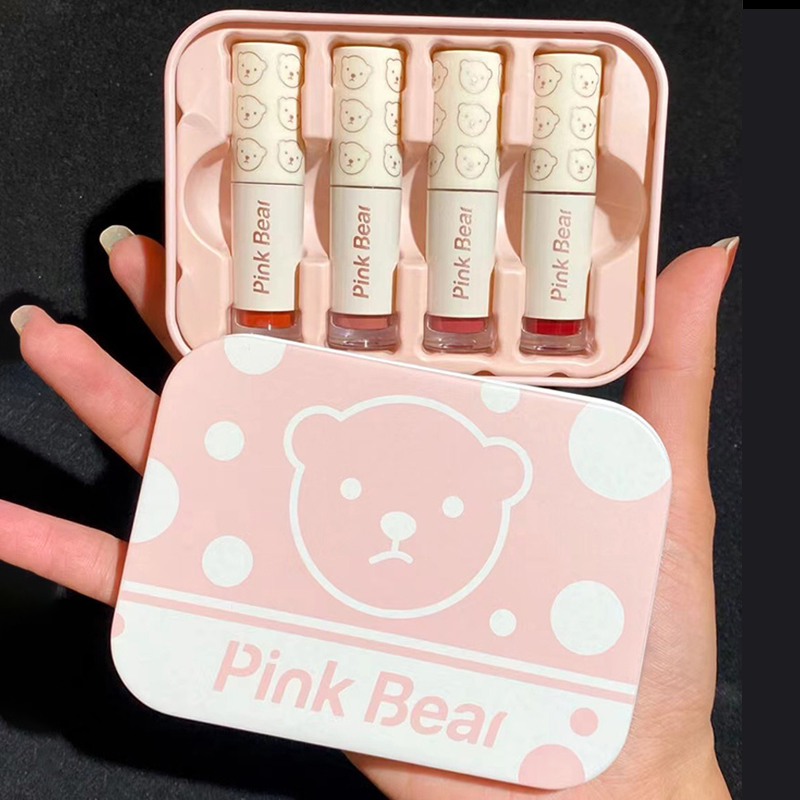 Pinkbear Culomy Sanli Gull Coupled Giftbox Mirror Lip Glazed Eye Shadow Red Melletti Sponge Baby