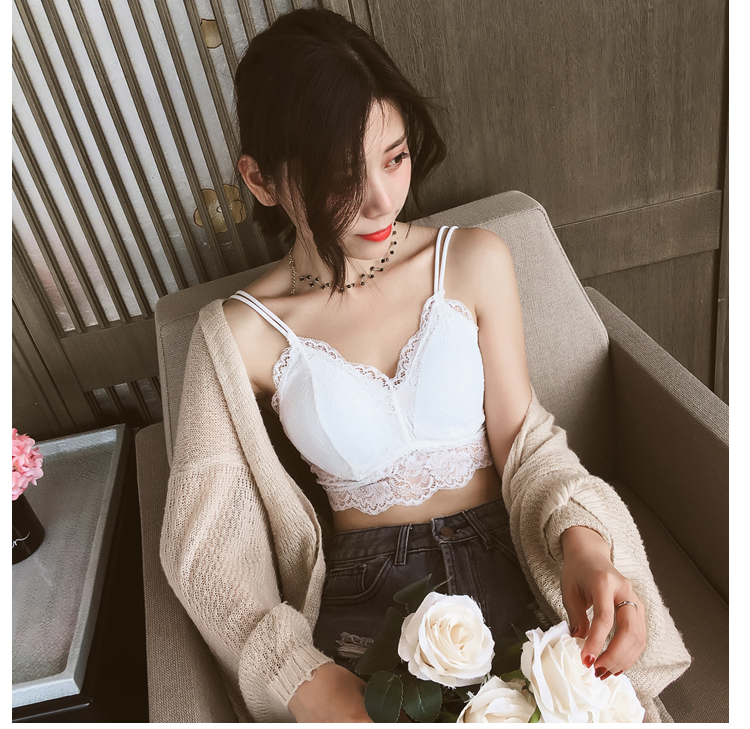 Mới ren vẻ đẹp trở lại rỗng dây đeo vai sexy bọc ngực dây đeo ngực pad đáy chống ánh sáng ngắn nữ ống đầu đồ lót