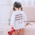 Năm 2020 mùa hè mới Mombebe Hàn Quốc Phiên bản Hàn Quốc của gia đình cha mẹ-con màu đỏ ròng mặc áo phông trẻ em nhóm mẫu giáo - Trang phục dành cho cha mẹ và con