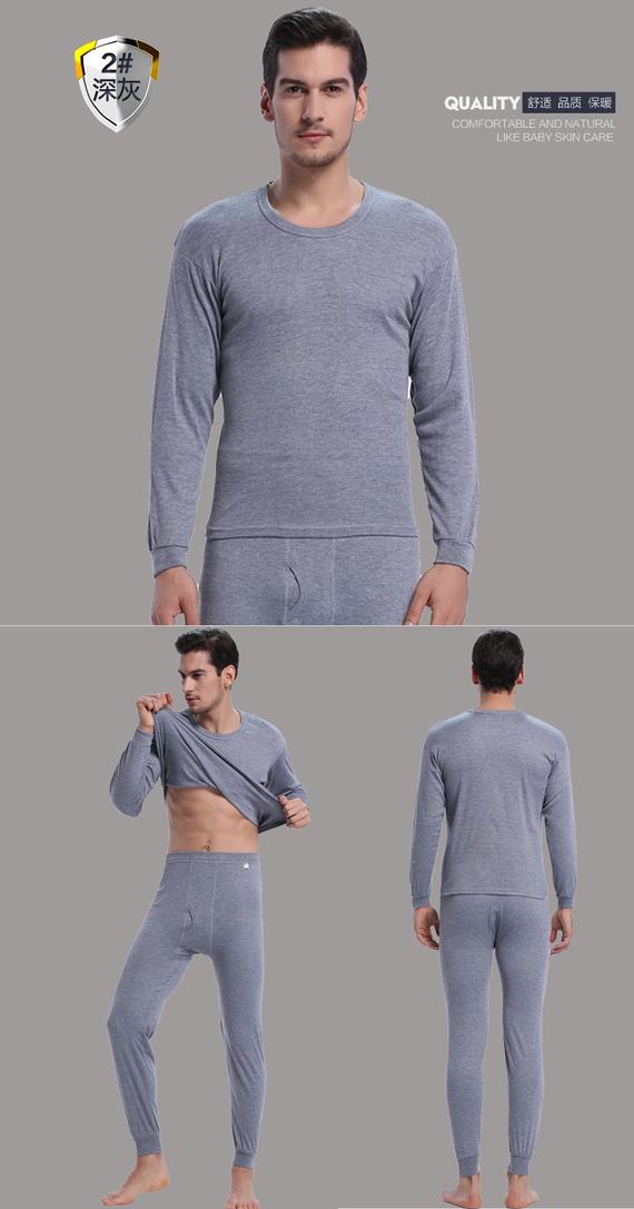 Qiuyi Qiuku Trung niên cotton mỏng phần cơ sở đồ lót nhiệt cotton nam cao cổ áo len thiết lập đồ bộ pijama