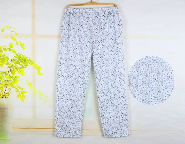 Bộ đồ ngủ bằng vải cotton cho người trung niên và già ở nhà cộng với phân bón để tăng độ lỏng lẻo cho quần mẹ. quần đũi nam cao cấp