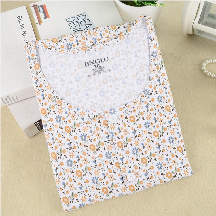 Bộ đồ ngủ trung niên cotton dài tay cho nữ mùa xuân và mùa thu cardigan mỏng quần áo mùa thu mẹ cotton mở áo dịch vụ mùa hè đồ bộ mặc nhà cao cấp