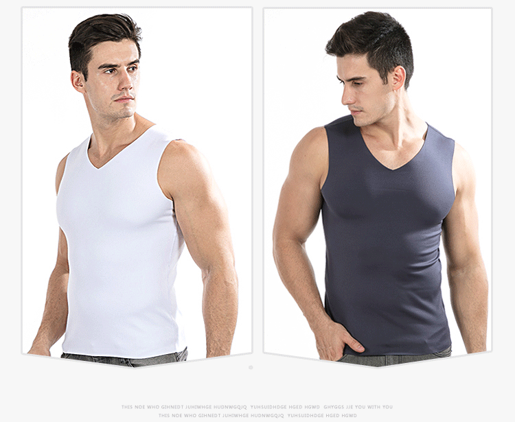 2 mảnh nam liền mạch ấm áp vest nam cộng với nhung dày bó sát mùa thu và mùa đông v-cổ không tay bó sát phần mỏng ao sat nach