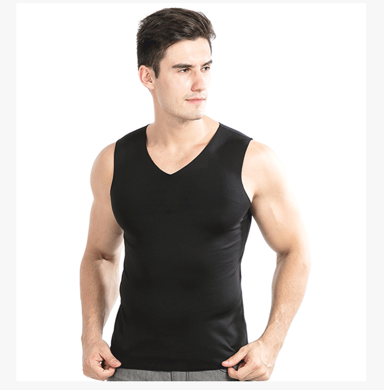 2 mảnh nam liền mạch ấm áp vest nam cộng với nhung dày bó sát mùa thu và mùa đông v-cổ không tay bó sát phần mỏng ao sat nach