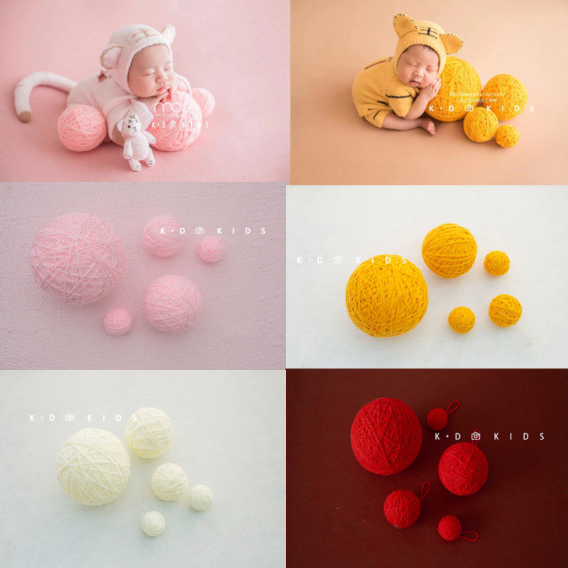 Newborn Son Photography Props Children Photo Gallery 100 Days Baby Photo Clothes Full Moon Shine wool line balls