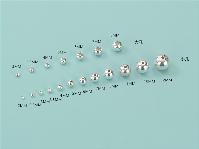 s925 sterling silver beads, loose beads, round beads, smooth beads, handcrafted diy braiding rope rings, bracelets, necklaces, accessories manufacturer wholesale pic 24