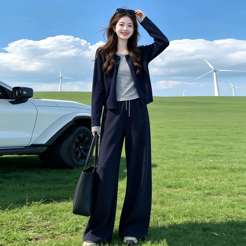 Fashionable Casual Suit for Women 2026 Autumn New Stylish Cardigan Jacket Vest Wide-Leg Pants Slimming Three-Piece Set Trendy Fashionable Casual Suit for Women 2026 Autumn New Stylish Cardigan Jacket Vest Wide-Leg Pants Slimming Three-Piece Set Trendy