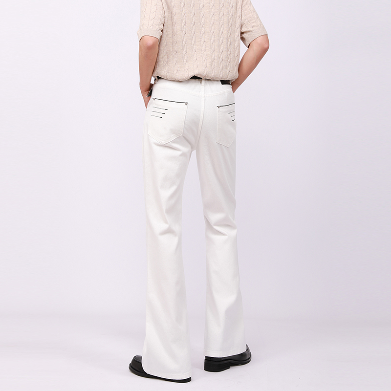 Seroever Original Four-Thread Black-Edged Embroidered White Flared 13-Ounce Jeans That Make You Look Taller and Are Versatile