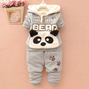 Mùa thu và mùa đông 0-2-3 tuổi Quần áo nam nửa mùa đông Quần áo trẻ em cotton cho bé gái mặc ba bộ thủy triều