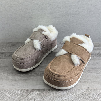 2025 round toe plus velvet warm deep mouth shoes