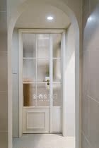 Golden One West Pole Minimalist Kitchen primary and secondary doors Both sides plaid glass retro double open door aluminum alloy flat open door