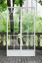 Light French style milky white retro double door open arched arched glass door shop door customised balcony cloakroom door