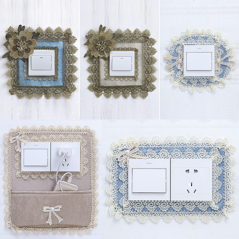 European style fabric switch sticker wall sticker protective cover home lamp creative double socket panel decoration simple Nordic style