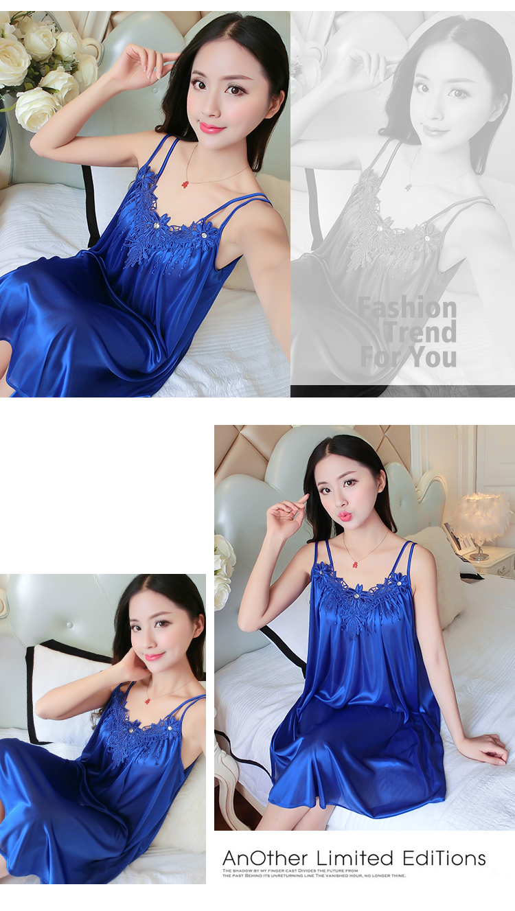 Băng lụa nightdress mùa hè dây đeo sexy ren đồ ngủ nữ chất béo mm XL 200 kg lỏng phần mỏng dịch vụ nhà