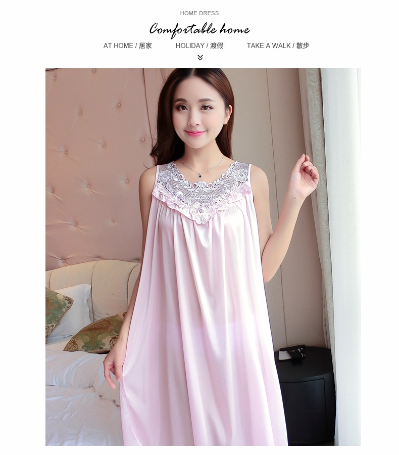 Băng lụa nightdress mùa hè dây đeo sexy ren đồ ngủ nữ chất béo mm XL 200 kg lỏng phần mỏng dịch vụ nhà