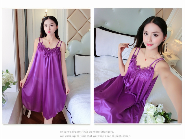 Băng lụa nightdress mùa hè dây đeo sexy ren đồ ngủ nữ chất béo mm XL 200 kg lỏng phần mỏng dịch vụ nhà