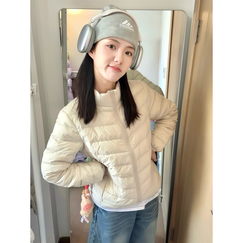 Duck's New Lightweight down Jacket, Minimalist Short Style, Casual Couple's down Jacket, Warm Stand-Up Collar Hooded Jacket