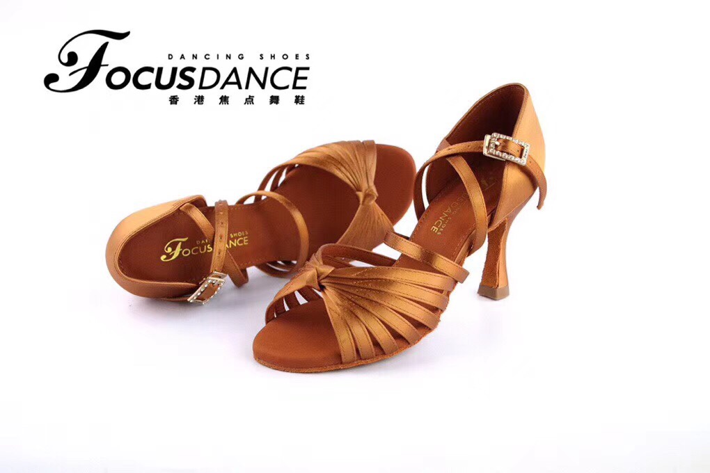 FocusDance Hong Kong Focus Latin Dance Shoes Women's Competition Classic Explosions Professional Skin Black