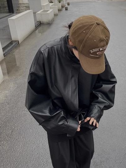 黑色皮衣外套女2025春秋新款宽松高级感美式痞帅复古pu机车皮夹克