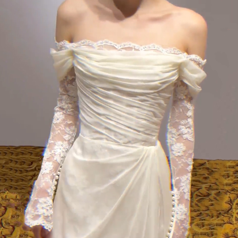 Lace retro wedding dress, evening dress, open shoulders, long sleeve, lace dress, Mori,  Lace retro wedding dress, evening dress, open shoulders, long sleeve, lace dress, Mori,