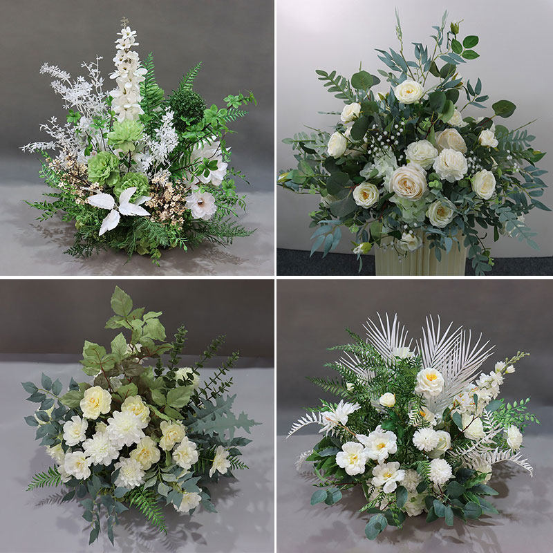 New Wedding Dyeongsen Road Leads Flower Pot Flower Wedding Stage Green White Flower Ball Simulation Flower Shop Window Engagement Decoration Pendulum-Taobao