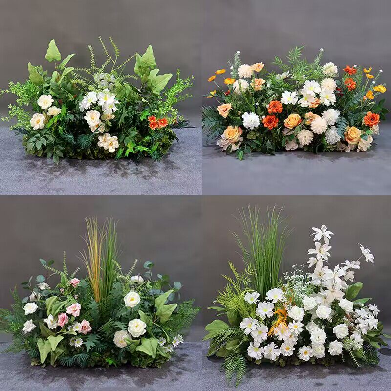 New sensual engagement wedding party Wedding Flower wedding flower post green floral green white road leading simulation flower shop window props-Taobao