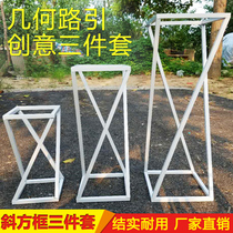 New wedding wrought iron geometric road lead Golden T table Square road guide wedding decoration box Road Guide Diamond Road Guide