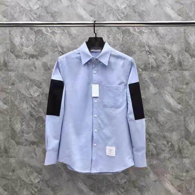 TB Thom21 autumn and winter New Korean casual TB classic English mosaic webbing lapel shirt men and women