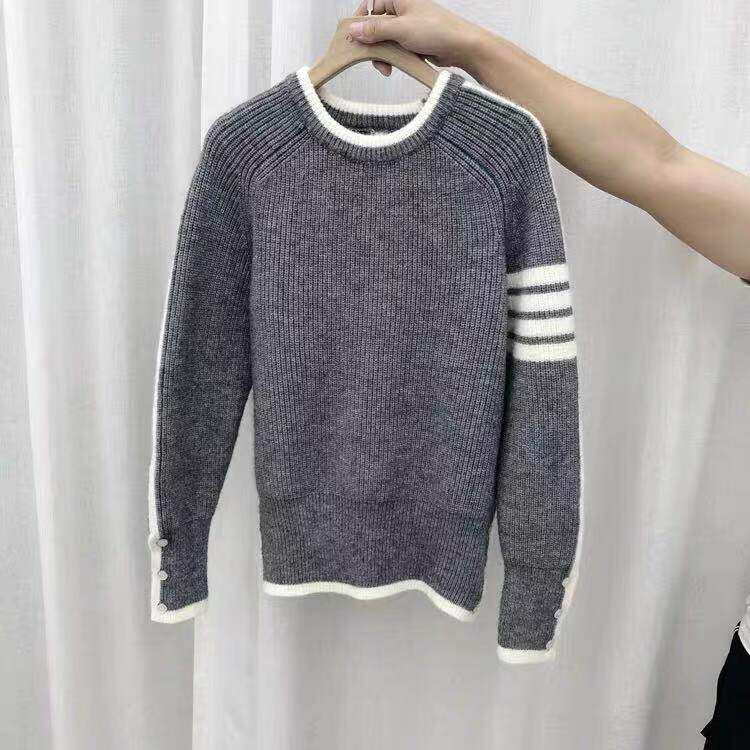 TB Thom Korean version of casual padded crew neck thick needle vintage sweater women loose pullover knit top tide