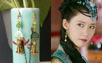 Wushen Zhao Zilong Ma YuJohlin Yun-lin Earrings Hollowed-out Fu Character Imitation Jade Pendant Ancient Clothes and Han Costume Accessories