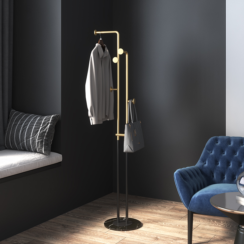 Italian light luxury clothes hanger floor bedroom coat rack simple home door metal rack net red bag rack