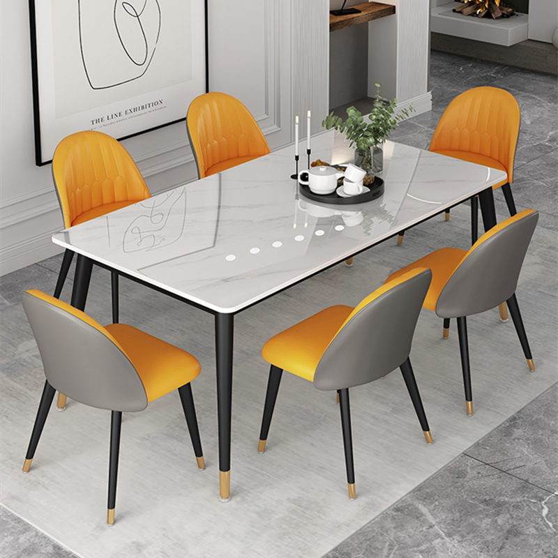 Light Extravagant Rockboard Table Modern Minima Home Small Household Type Nordic Ins Marble Dining Table And Chairs Combined Rectangle